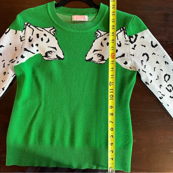 CDM Unique Snow Leopard Green Crew Neck Women’s- M - Cotton blend Sweater - Picture 7 of 8